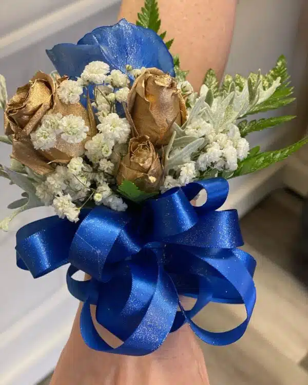 Corsage & Boutonnier # Gold ,blue & white - Image 2